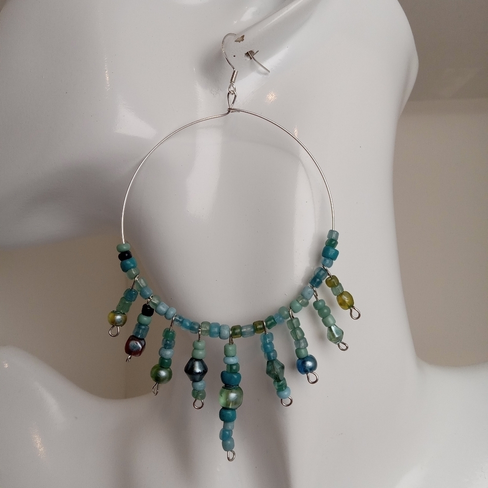 Elegant Beaded Hoop Earrings
